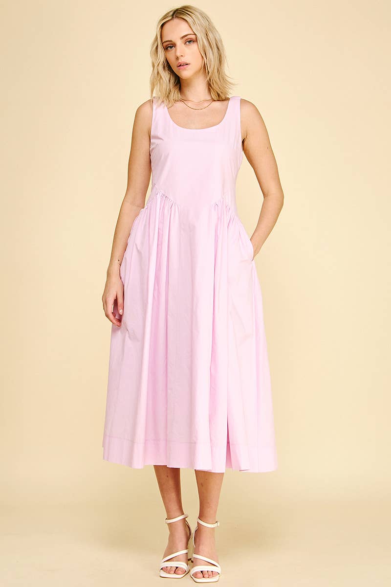 A-LINE POPLIN MIDI DRESS - 6933D