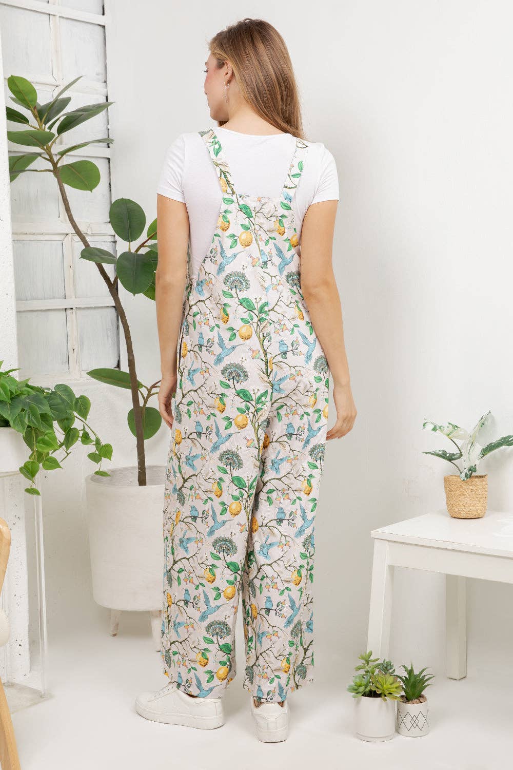 Humming Birds Overall Jumpsuit (Wide Leg)