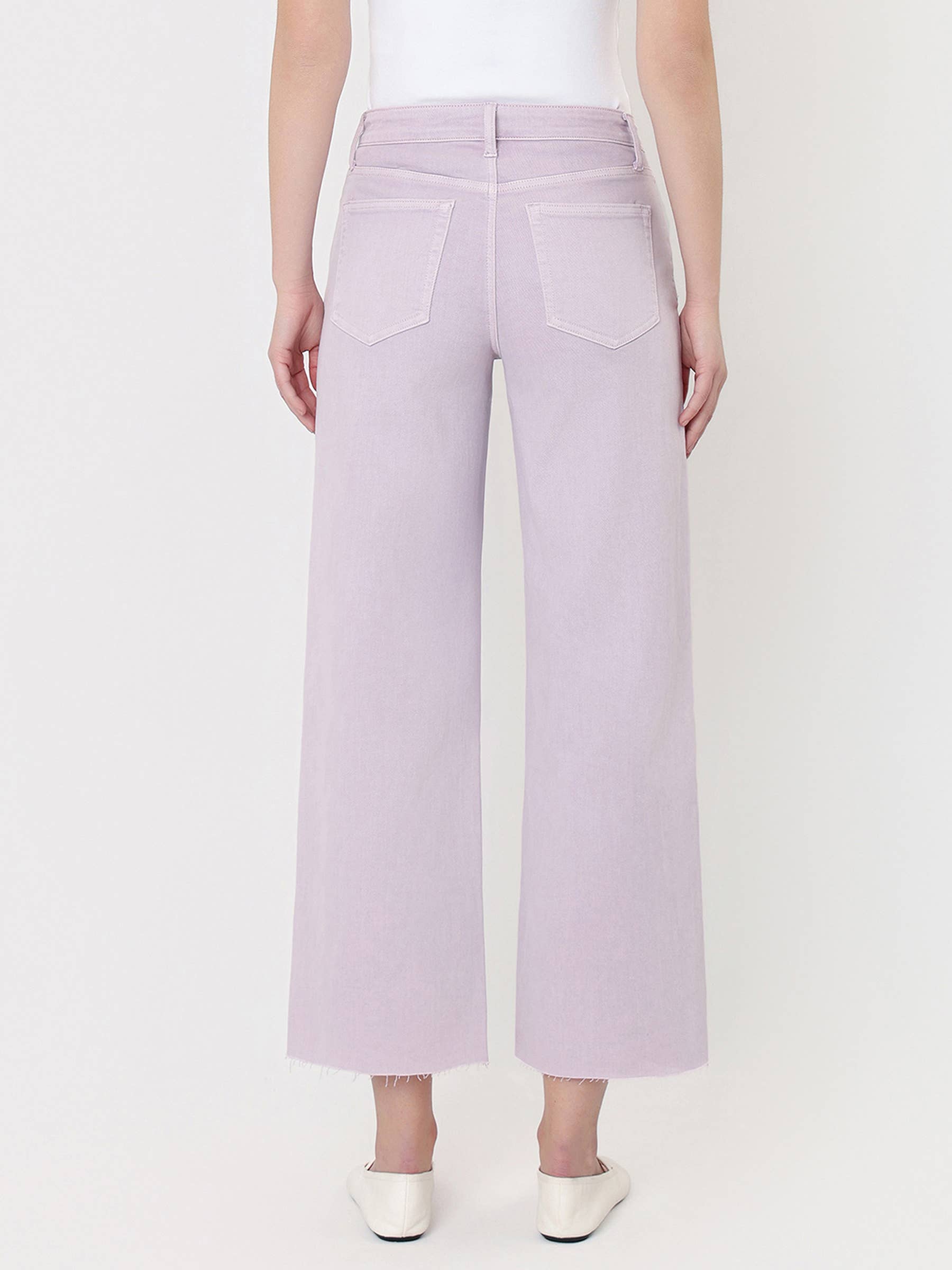 HIGH RISE LAVENDER COLOR CROP WIDE LEG JEANS T5894LVD