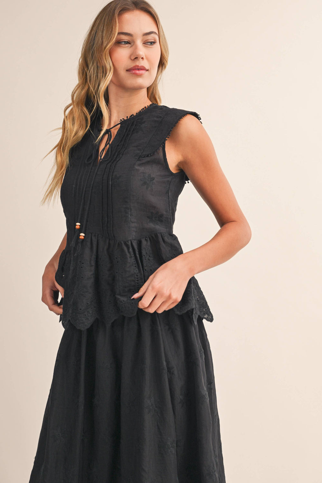IST6153 EMBO  SCALLOP TOP AND SKIRTS SET
