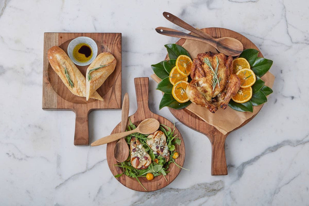 Italian Cutting Board Bowl with Mezzaluna Set, Large