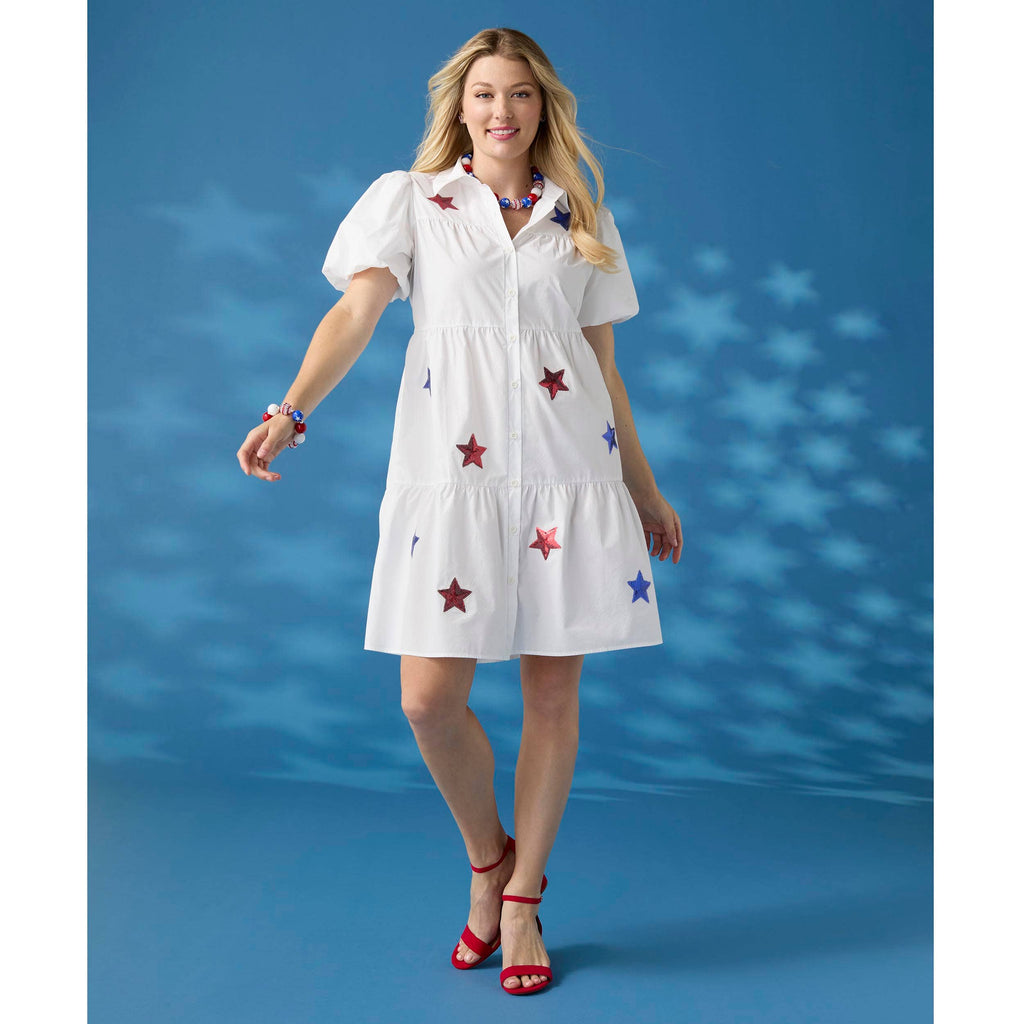 Aubrey Puff Sleeve Dress with Stars