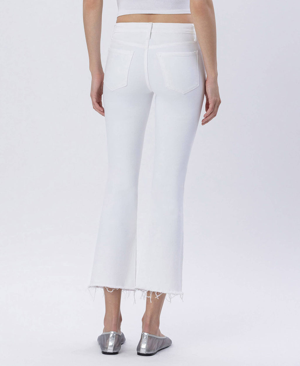 MID RISE SEAMLESS WAISTBAND CROP FLARE JEANS LV1932WH