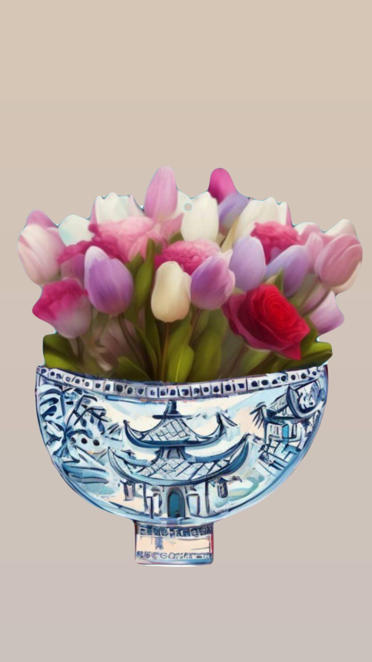 LARGE Designer Floral Tulips in Ginger Jar Door Hanger