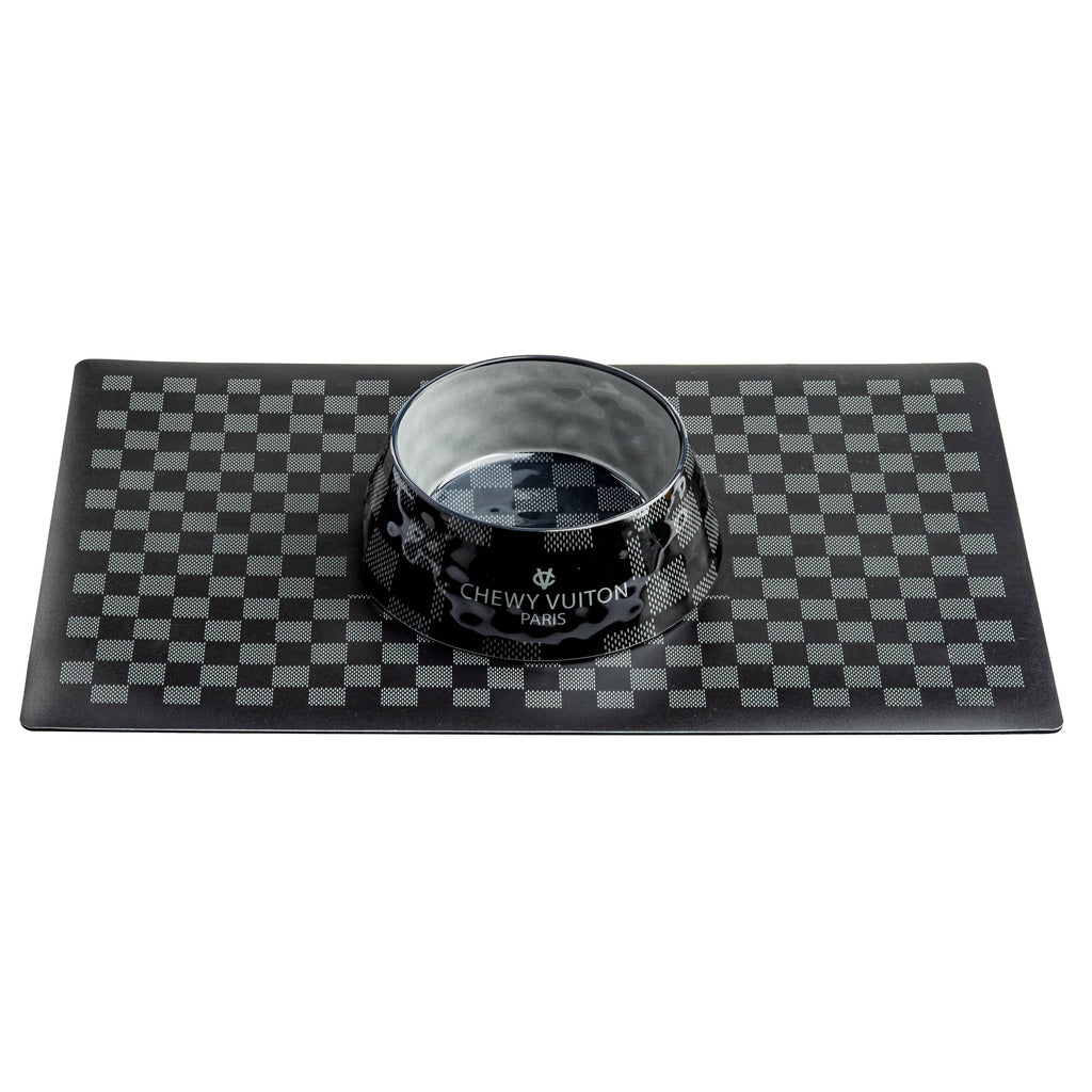 Black Checker Chewy Vuiton Bowl