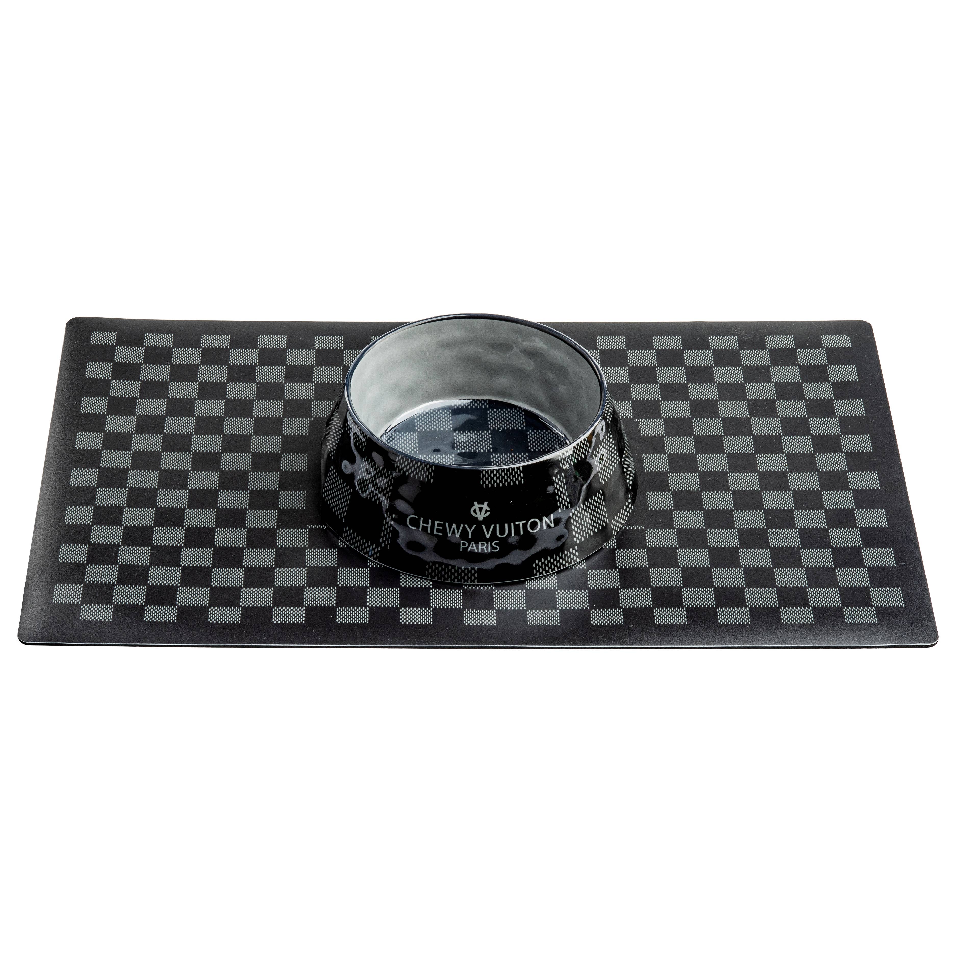Black Checker Chewy Vuiton Bowl