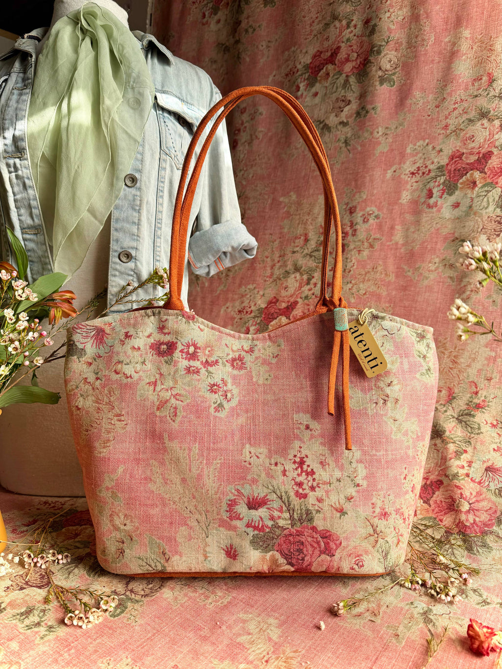 Rosewood Lolita, Atenti USA Handmade, Floral Shoulder Bag and Pouch Set