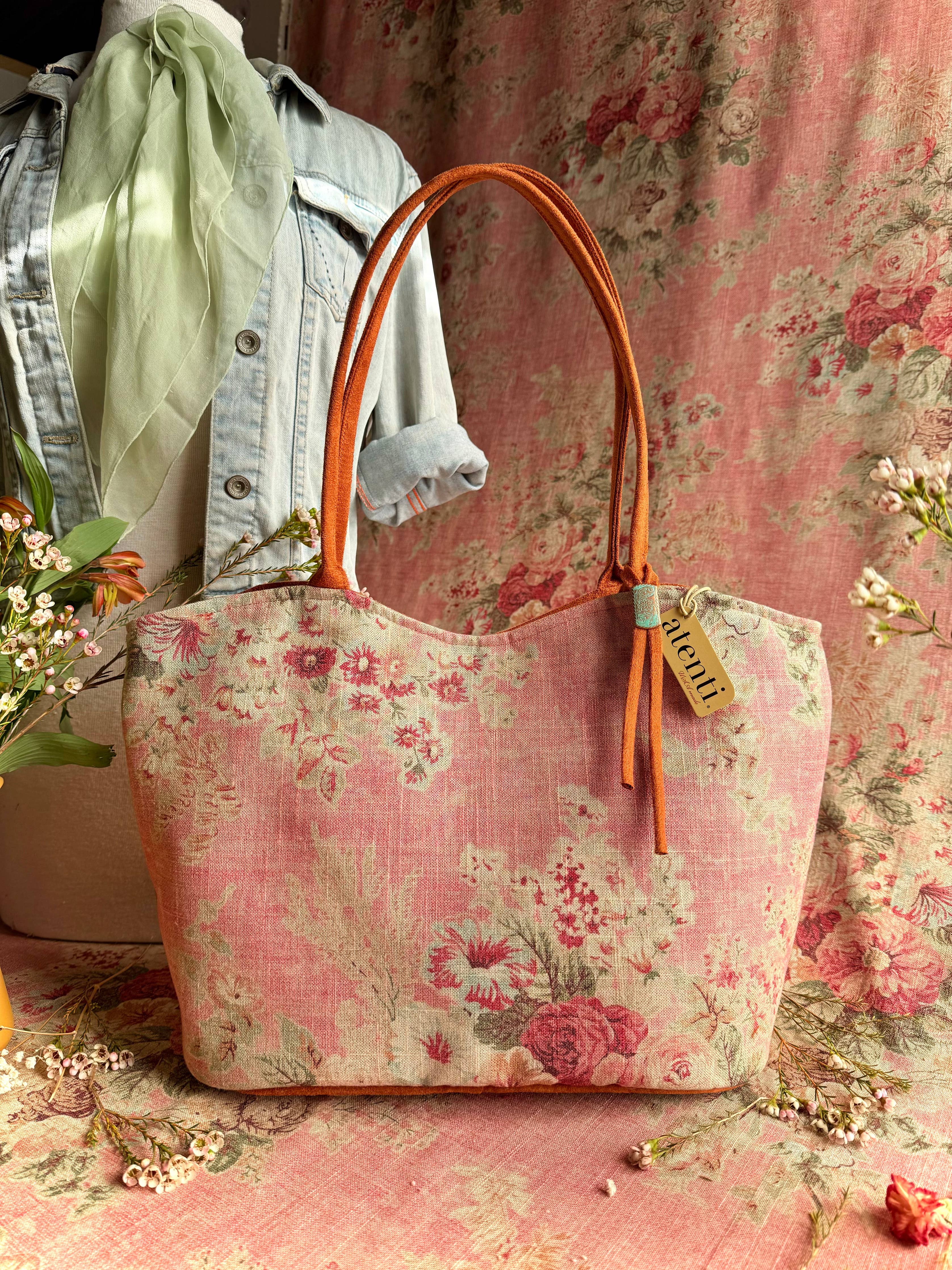 Rosewood Lolita, Atenti USA Handmade, Floral Shoulder Bag and Pouch Set
