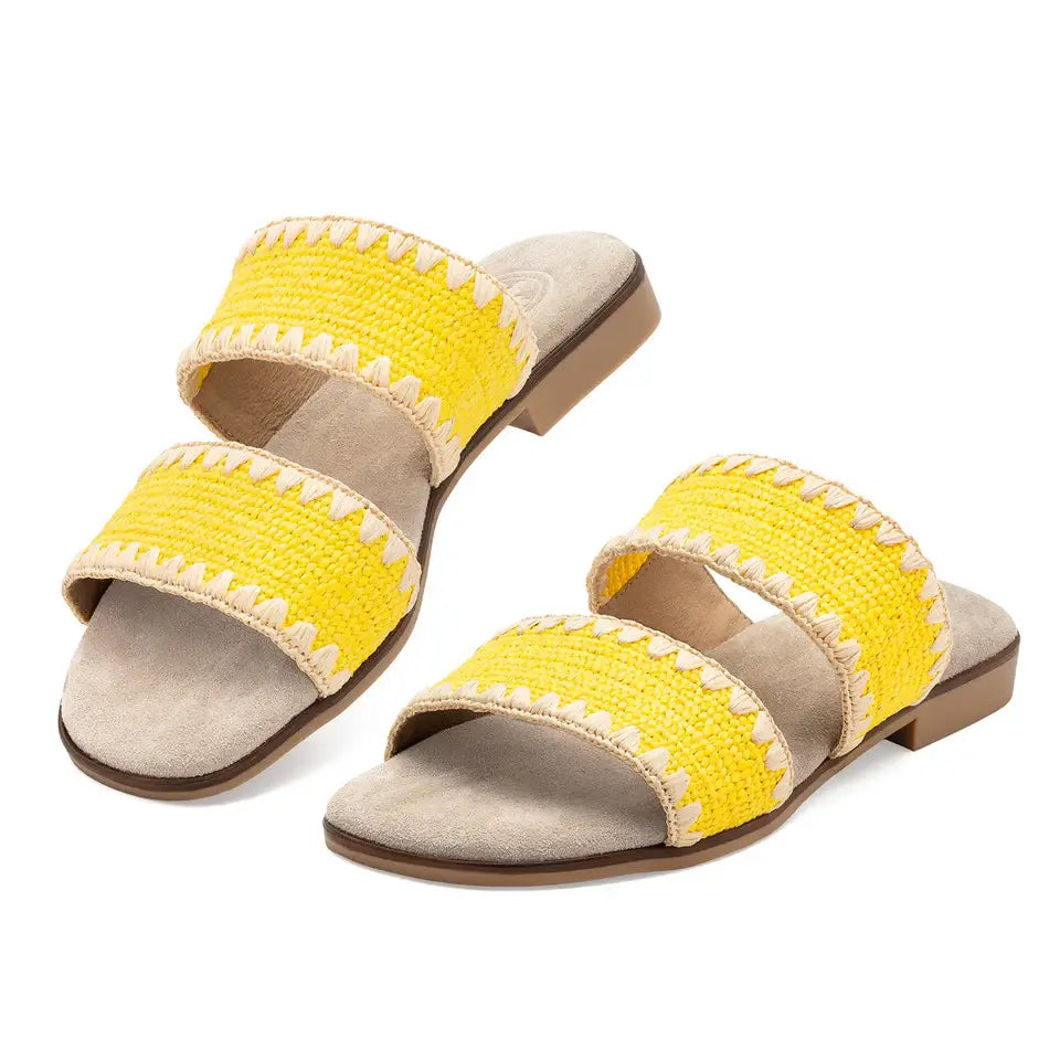 Majorca -Raffia Scalloped Slide Sandal - Spring/Summer