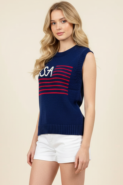 AMERICAN FLAG SWEATER TOP - 7020WS