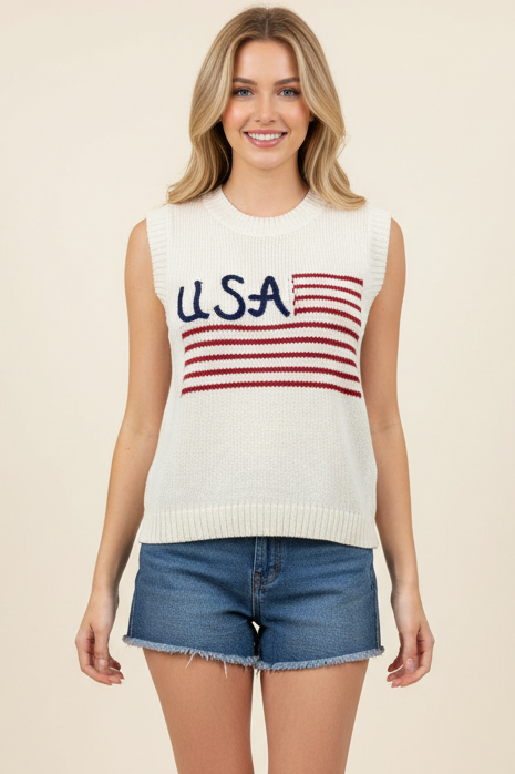 AMERICAN FLAG SWEATER TOP - 7020WS
