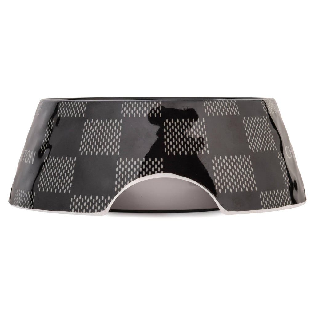 Black Checker Chewy Vuiton Bowl