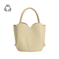 Tulip Yellow Gingham Recycled Vegan Leather Top Handle Bag