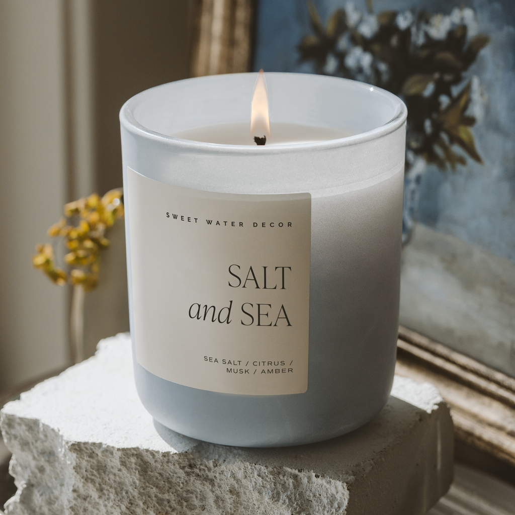 *NEW* Salt and Sea 15 oz Soy Candle, Matte Jar - Home Decor