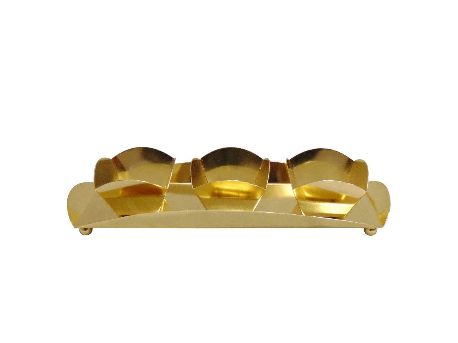 Rectangle Tray with 3 Square Bowls, 15"L x 5.5"W x 3.5"H