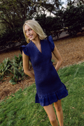 Flutter Sleeve Smoocked Mini Dress