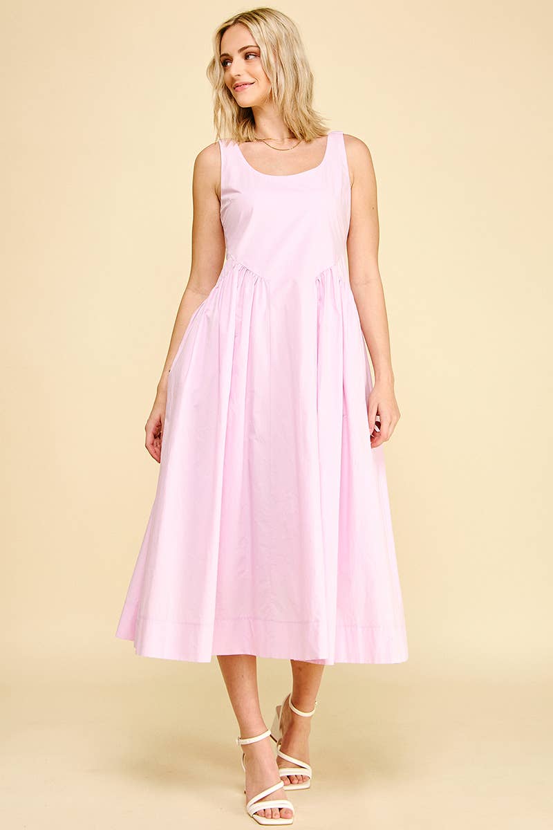 A-LINE POPLIN MIDI DRESS - 6933D