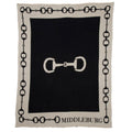Custom Personalized Equestrian Sustainable Knit Throw Blanket - Snaffle Bit Border