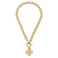Gold Cross Front Toggle Necklace