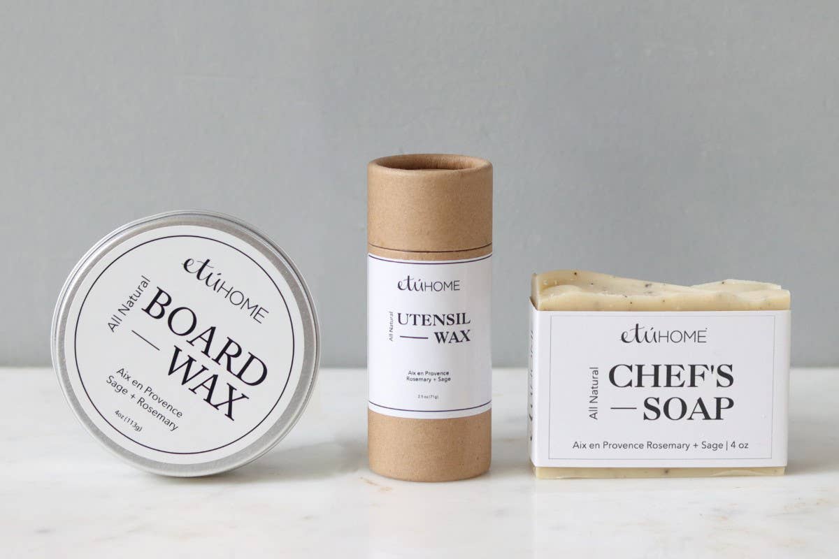 All-Natural Wood Board Wax with Cloth Pad | Rosemary & Sage