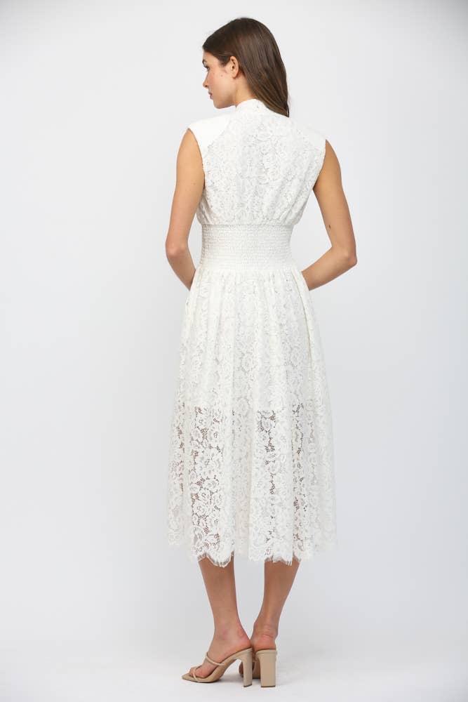 FRONT ZIP CLOSURE SLVL LACE DRESS FD34114
