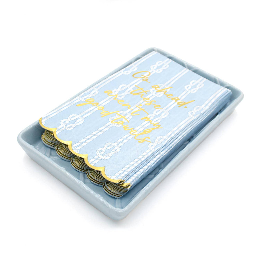 Light Blue Textured Guest Towel Tray