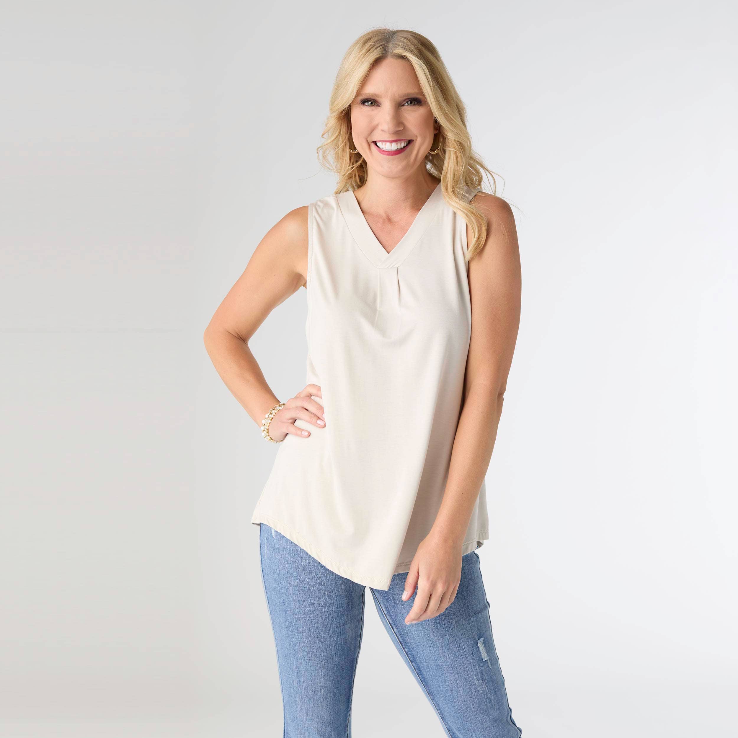 Erin Pleat Back V-Neck Tank