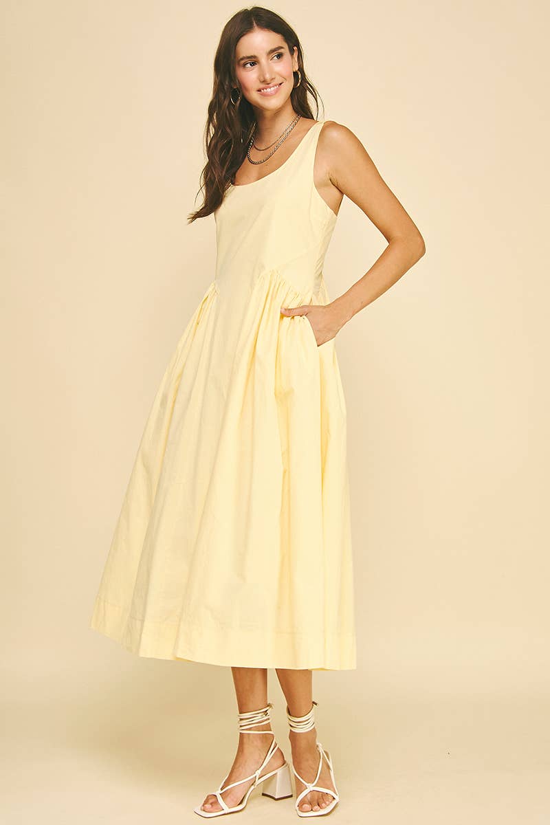 A-LINE POPLIN MIDI DRESS - 6933D