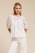 Bloom Eyelet Cotton Short-Sleeve Blouse