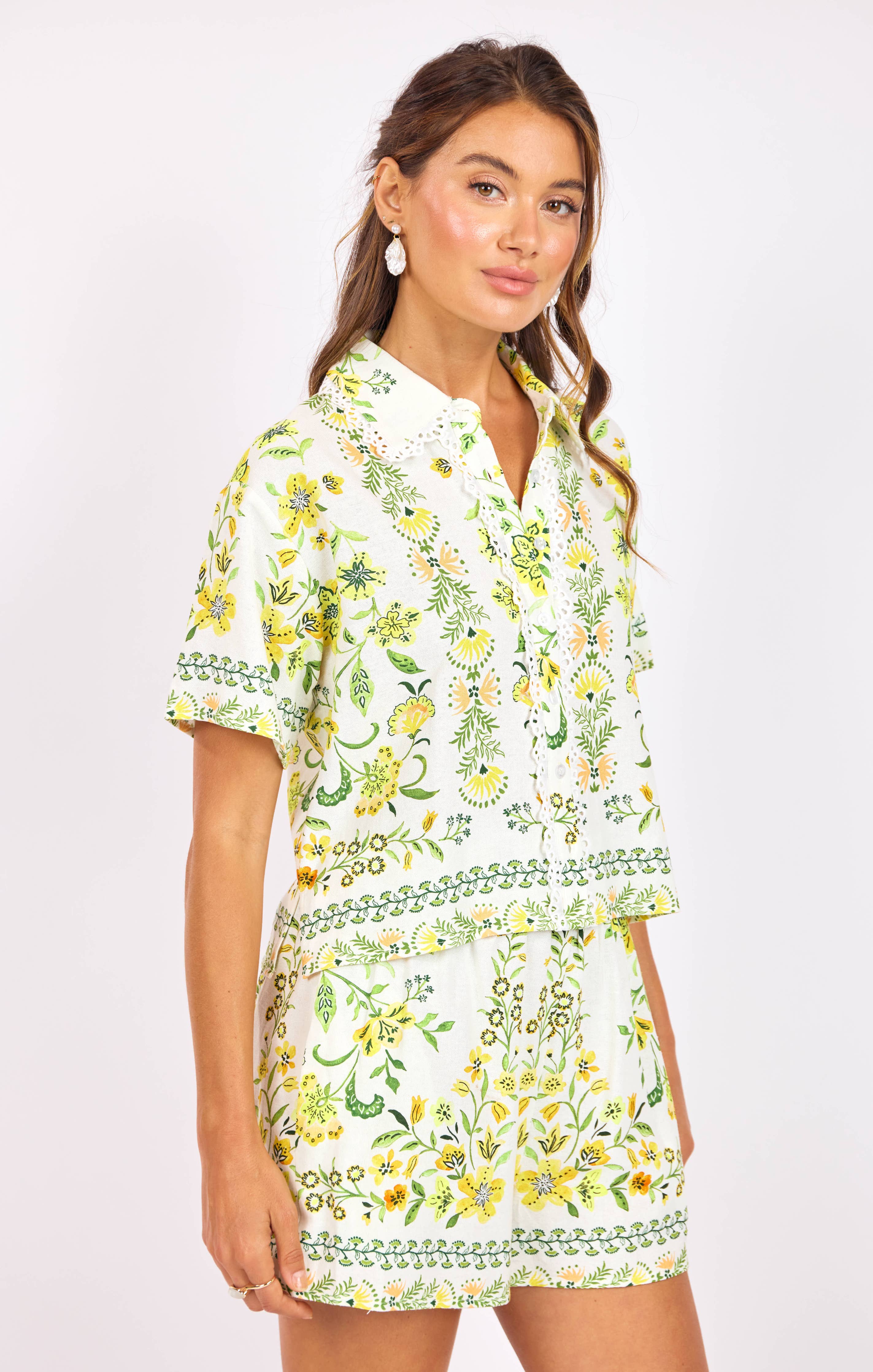 Dandelion Dreams Floral Shirt:CITRON MULTI