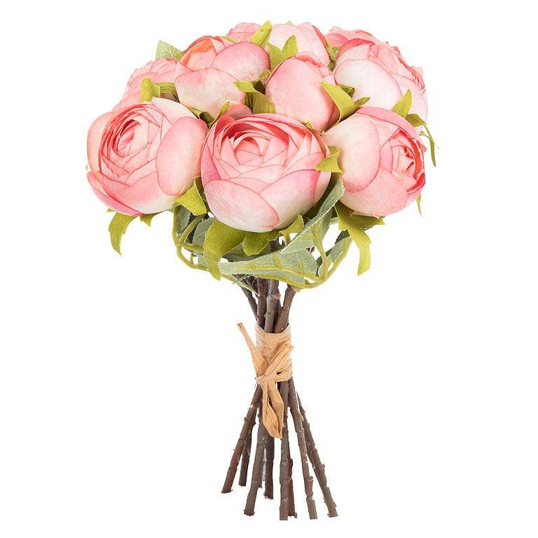 Peony Bud Bouquet-Pnk-10"H
