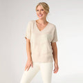 Lightweight Heavenly-Luxe Short Sleeve V-Neck Sweater