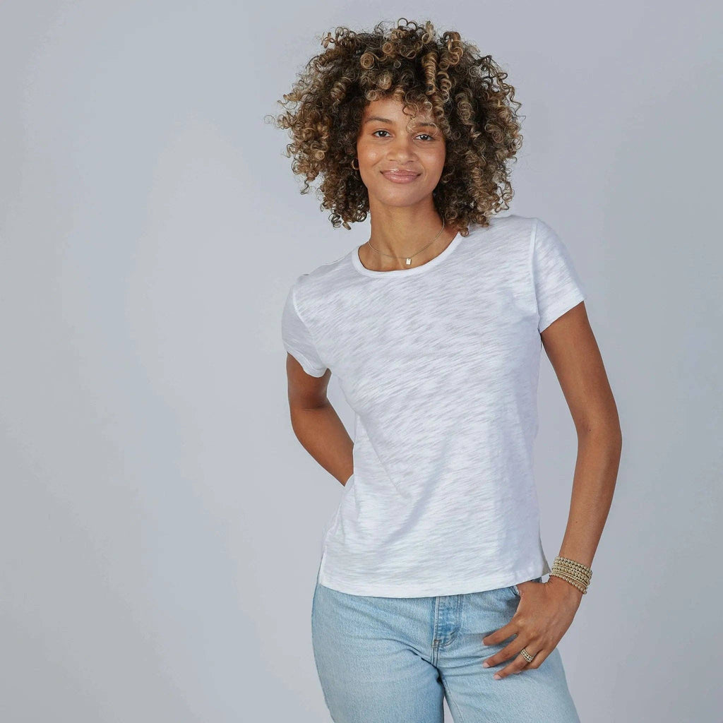 Short Sleeve Jeans Crew in Pima Cotton White
