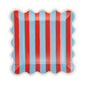 BAM1241 - Blue & Red Striped Paper Plate - 9"