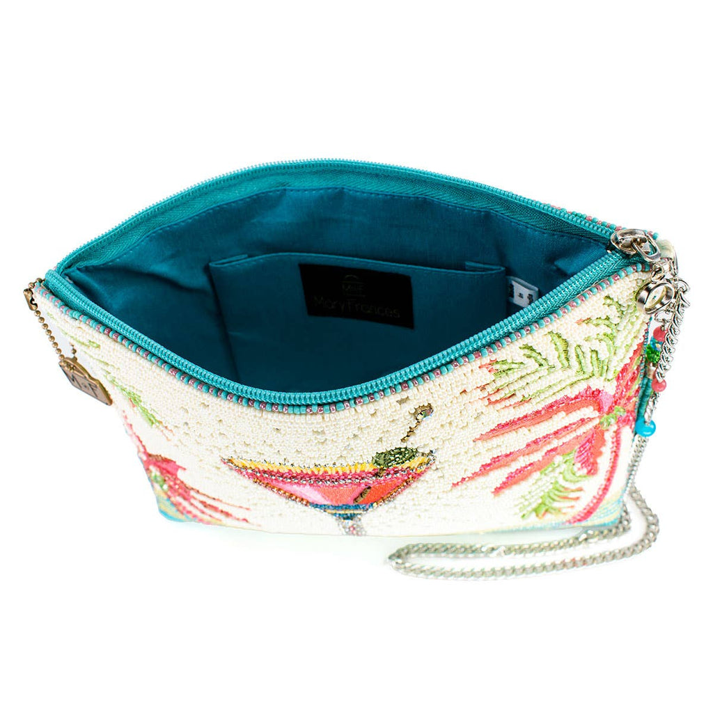 Palm Paradise Beaded Cocktail Crossbody Handbag