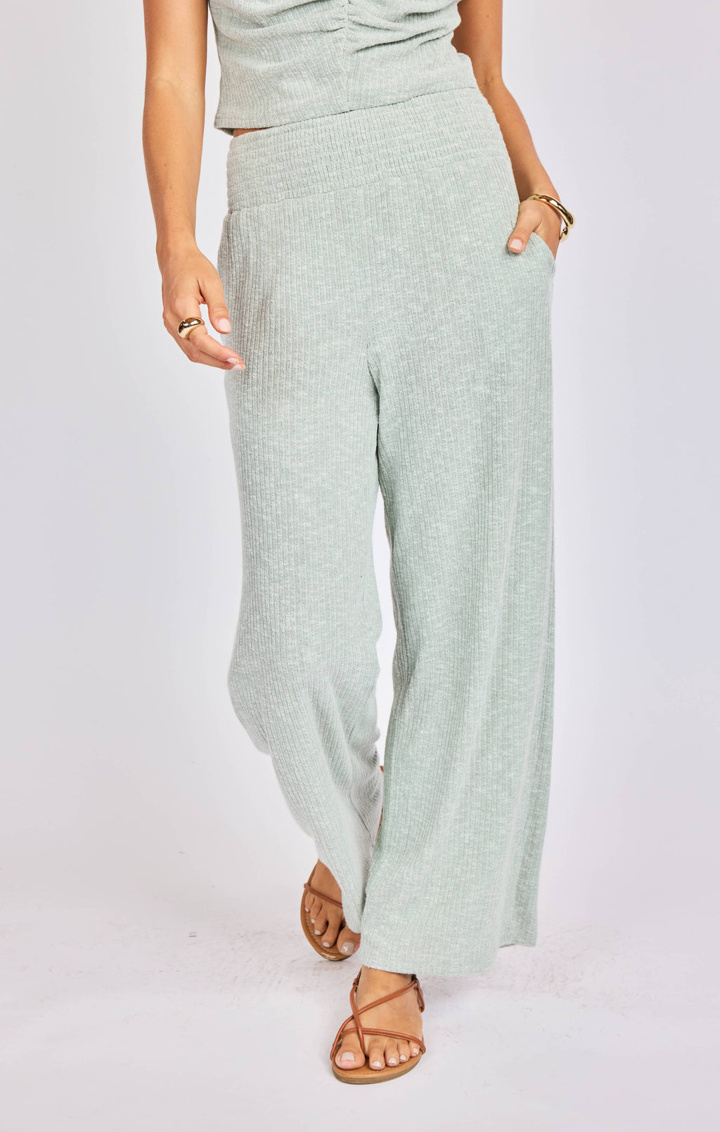 Laguna Knit Pants:LIGHT SAGE