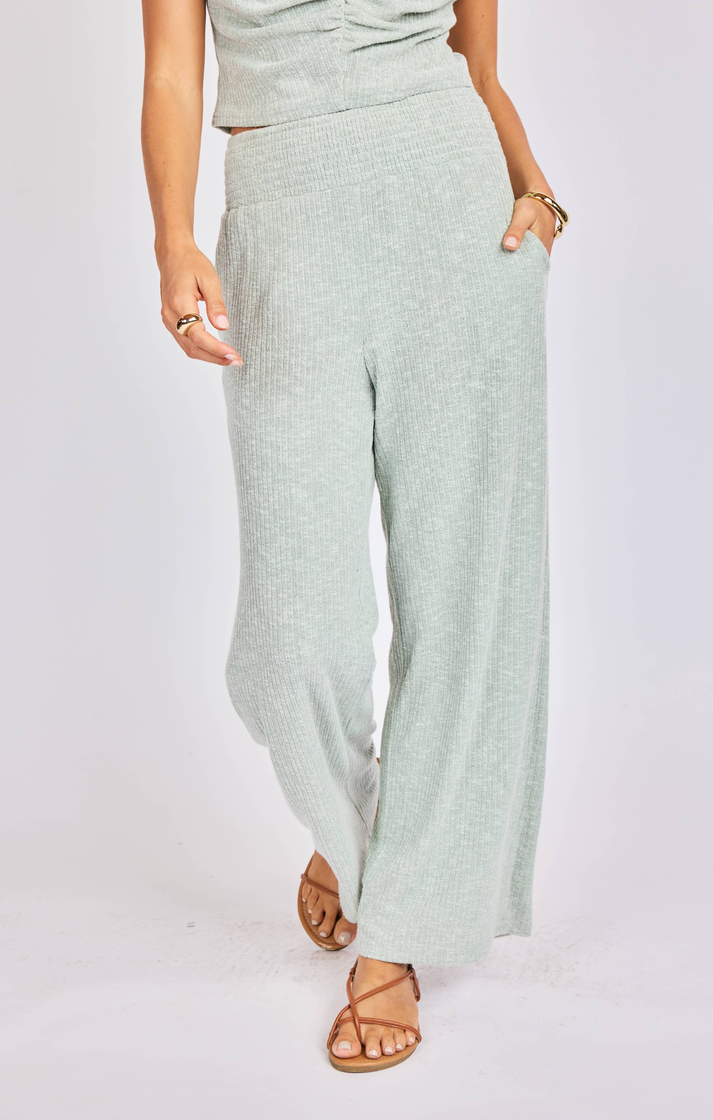 Laguna Knit Pants:LIGHT SAGE