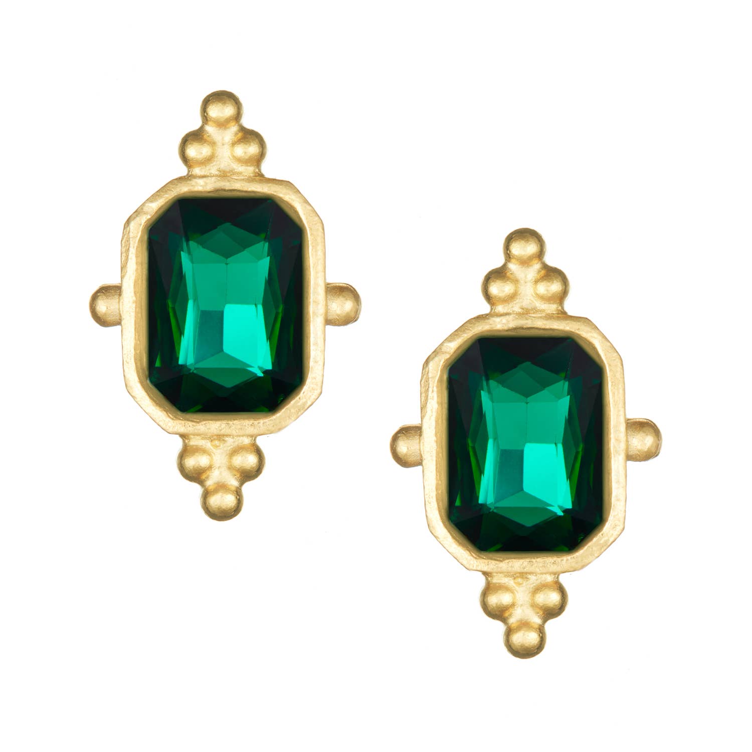 Emerald Crystal Rectangle Studs