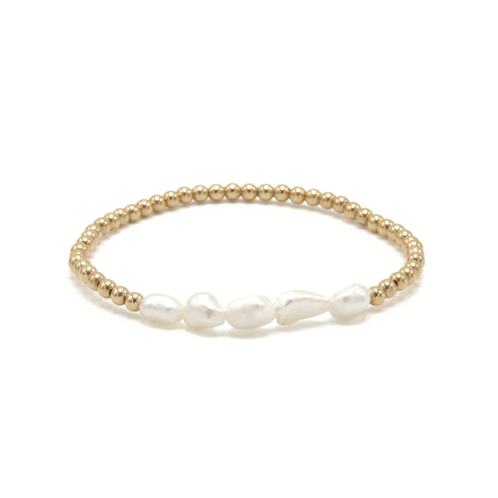 Baroque Row Pearl Bracelet in 14k Gold-Filled