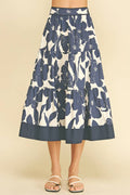 FLORAL TIERED MIDI SKIRT - 7235S