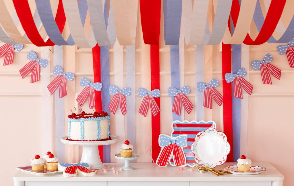 BAM1241 - Blue & Red Striped Paper Plate - 9"