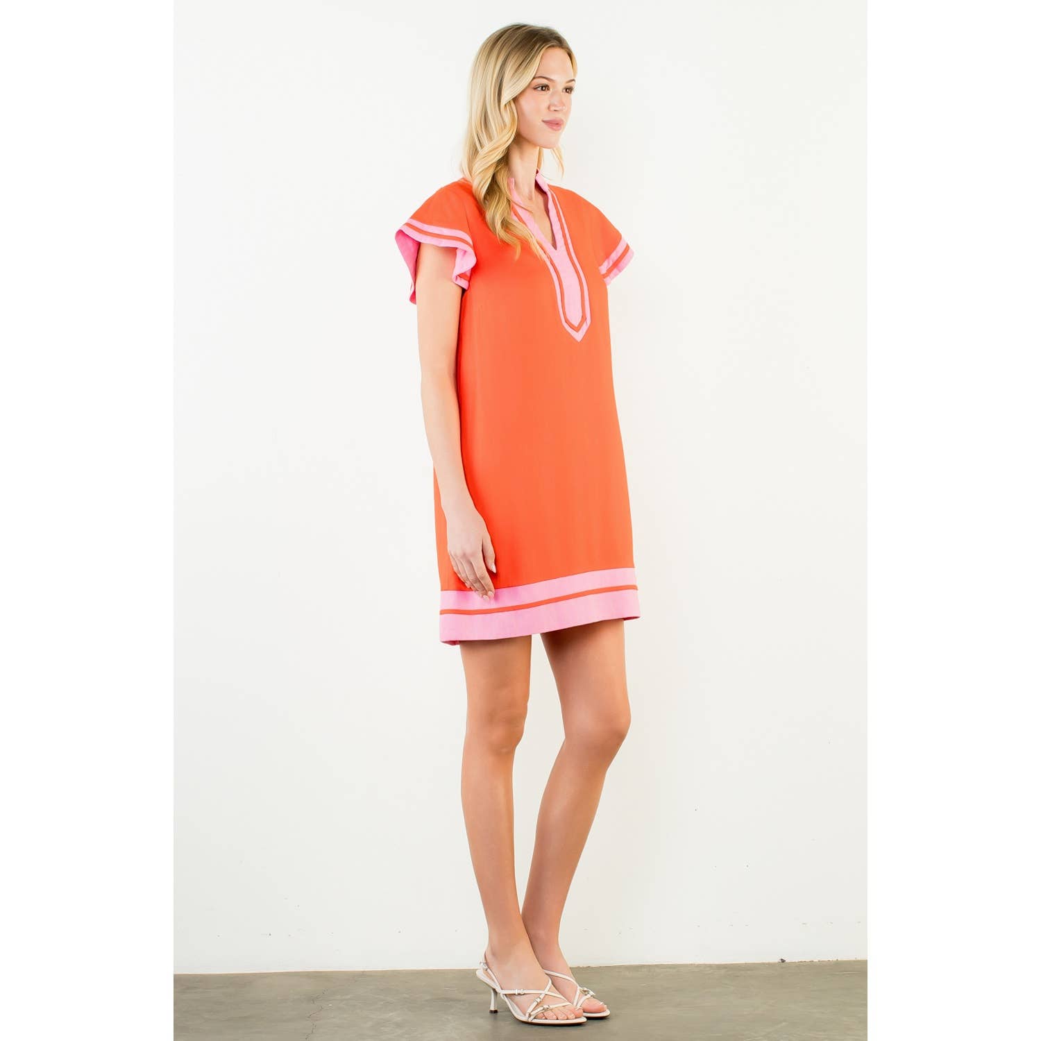 Flutter Sleeve V-Neck Dress