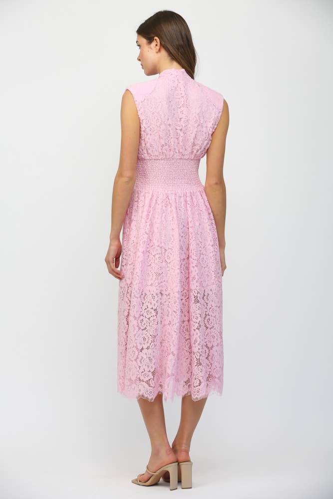 FRONT ZIP CLOSURE SLVL LACE DRESS FD34114