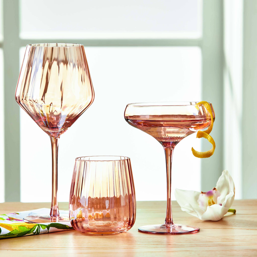 Chelsea Iridescent Optic Coupe Glass Blush Everyday