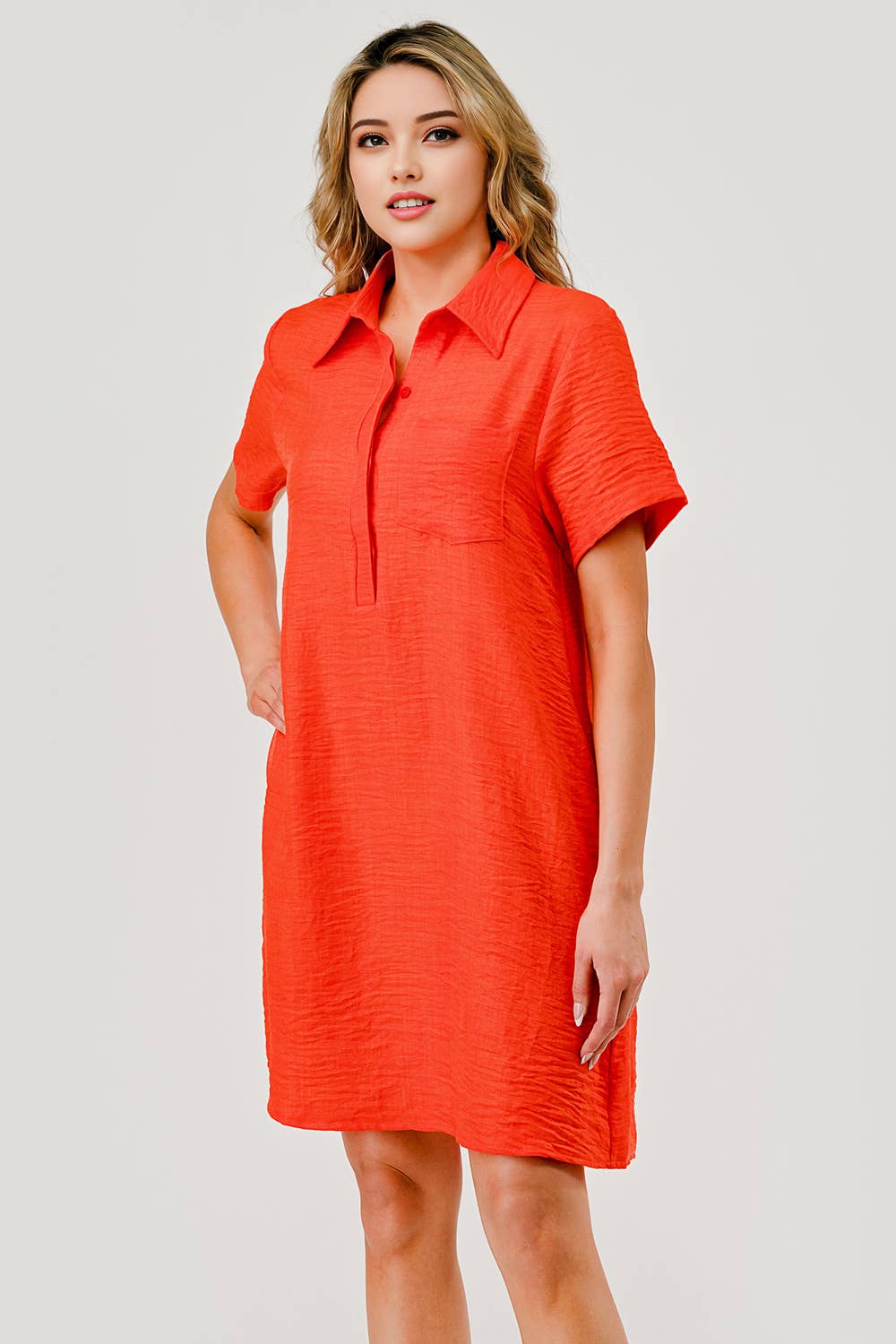 Ellie Casual Collared Game Day Shift Dress Orange MBD-9750