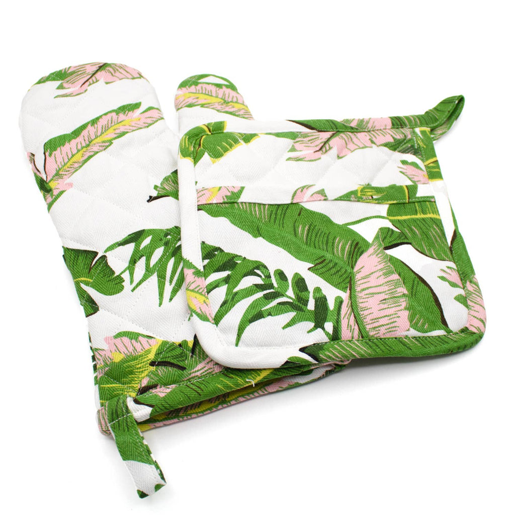 Natural Botanical Oven Mitt Set