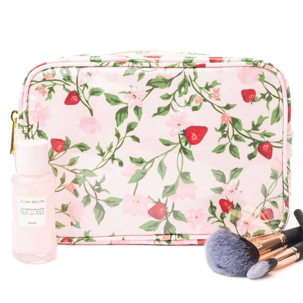 Berry Botanical Clear Coated Rectangular Cosmetic Case