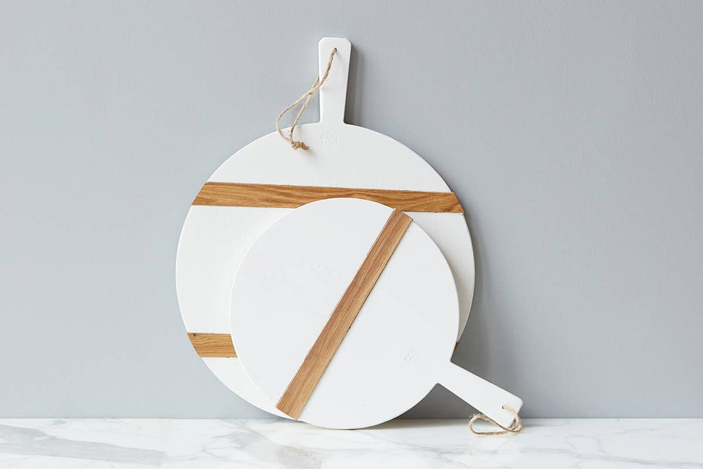 Mod Charcuterie Cheese Board, Small Round, White