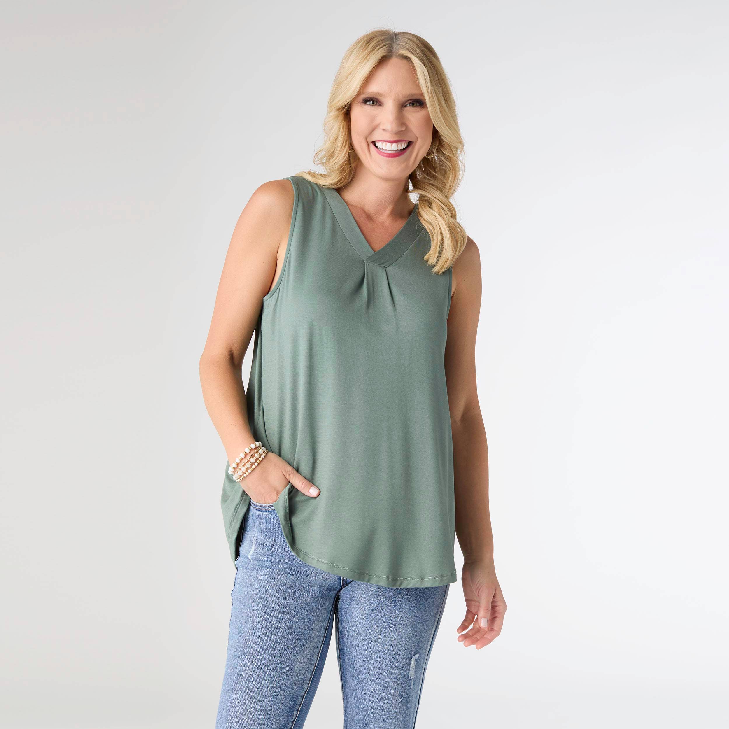 Erin Pleat Back V-Neck Tank