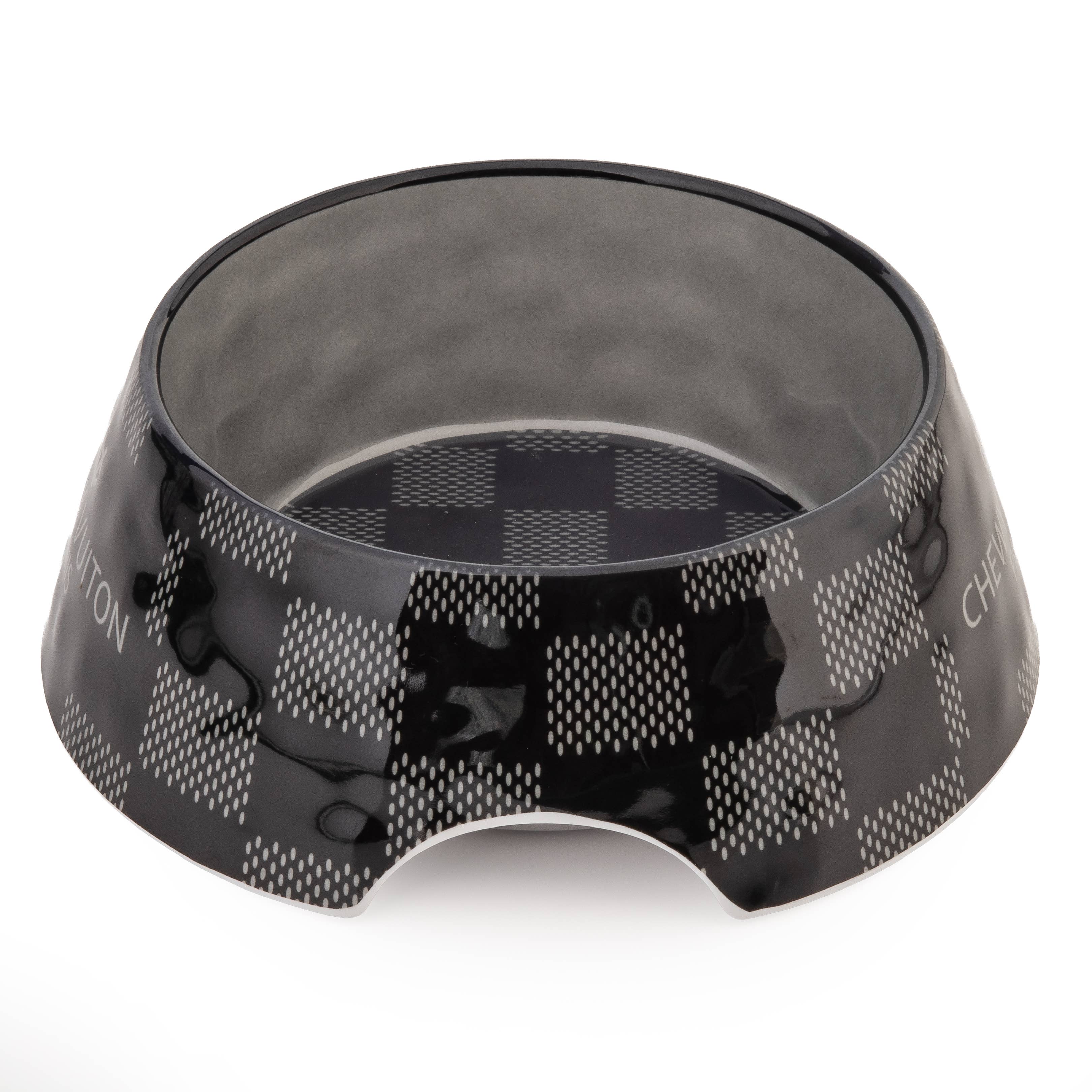 Black Checker Chewy Vuiton Bowl